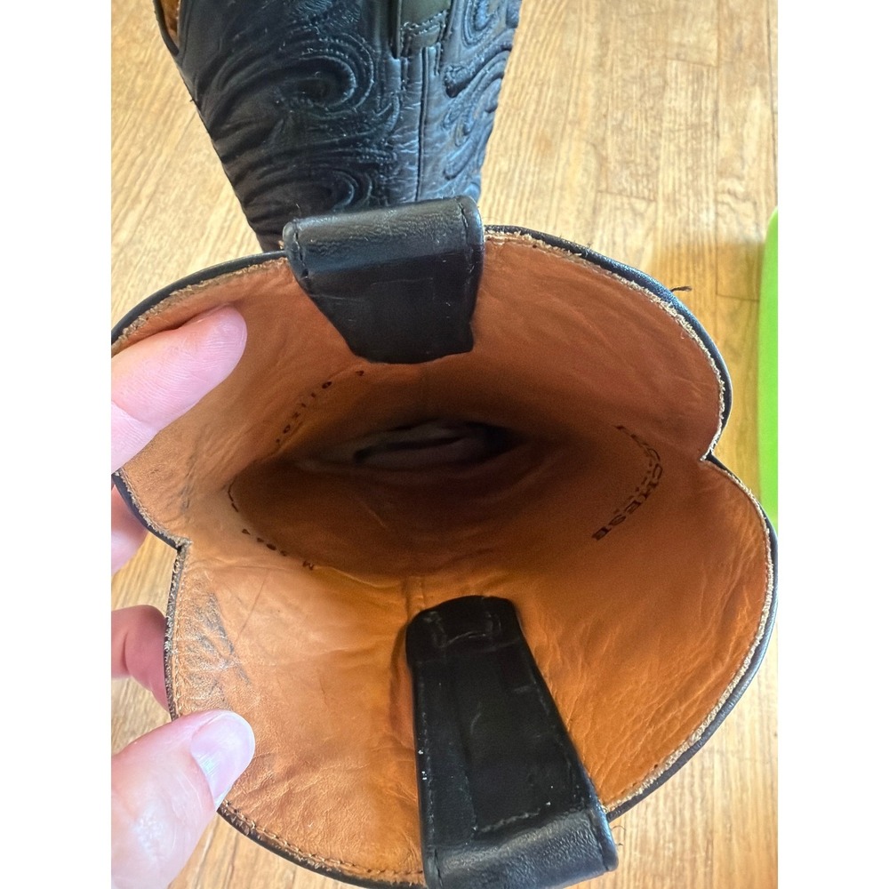 Lucchese Laurelie Black Cowhide Leather Boots M5064 Embroidered Pointed Toe 7.5B - Picture 11 of 14